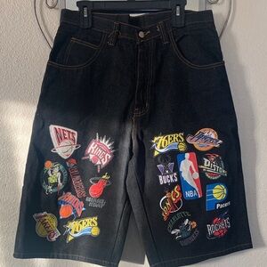 NBA Black Cargo Shorts with Logo Patch